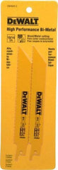 DeWALT - 6" Long x 3/4" Thick, Bi-Metal Reciprocating Saw Blade - Straight Profile, 10 to 14 TPI, Toothed Edge, Universal Shank - Benchmark Tooling