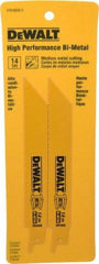 DeWALT - 6" Long x 3/4" Thick, Bi-Metal Reciprocating Saw Blade - Straight Profile, 14 TPI, Toothed Edge, Universal Shank - Benchmark Tooling