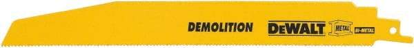 DeWALT - 9" Long, Bi-Metal Reciprocating Saw Blade - Straight Profile, 14 TPI, Toothed Edge, Universal Shank - Benchmark Tooling