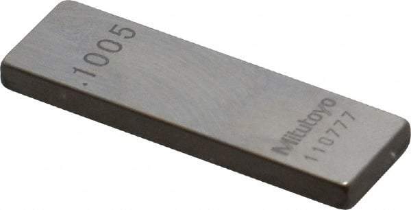 Mitutoyo - 0.1005" Rectangular Steel Gage Block - Accuracy Grade 0, Includes Certificate of Inspection - Benchmark Tooling