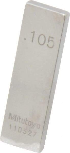 Mitutoyo - 0.105" Rectangular Steel Gage Block - Accuracy Grade 0, Includes Certificate of Inspection - Benchmark Tooling