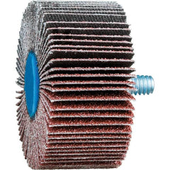 PFERD - 2" Diam x 1" Face Width, Aluminum Oxide Coated Mounted Flap Wheel - 1/4-20 Threaded Mount, 60 Grit, 23,000 Max RPM - Benchmark Tooling