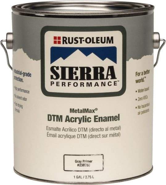 Rust-Oleum - 1 Gal Semi Gloss Gray Acrylic Enamel Primer - 180 to 545 Sq Ft/Gal, <0 gL Content, Direct to Metal, Quick Drying - Benchmark Tooling