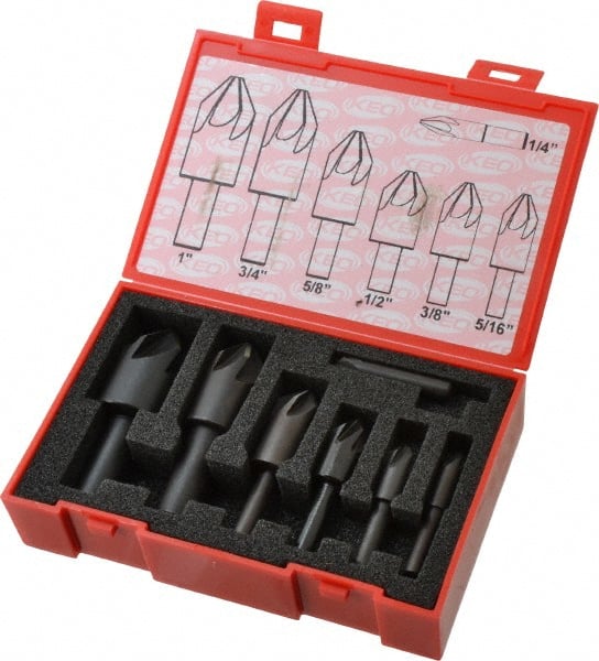 Keo - 7 Piece, 1/4 to 1" Head Diam, 82° Included Angle, Single End Countersink Set - Benchmark Tooling