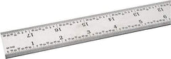 SPI - 18" Long, 1/100, 1/64, 1/32, 1/10" Graduation, Rigid Steel Rule - 5R Graduation Style, 1-1/8" Wide, Silver, Satin Chrome Finish - Benchmark Tooling