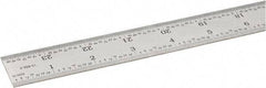 SPI - 24" Long, 1/64, 1/50, 1/32, 1/10" Graduation, Rigid Steel Rule - 3R Graduation Style, 1-1/8" Wide, Silver, Satin Chrome Finish - Benchmark Tooling