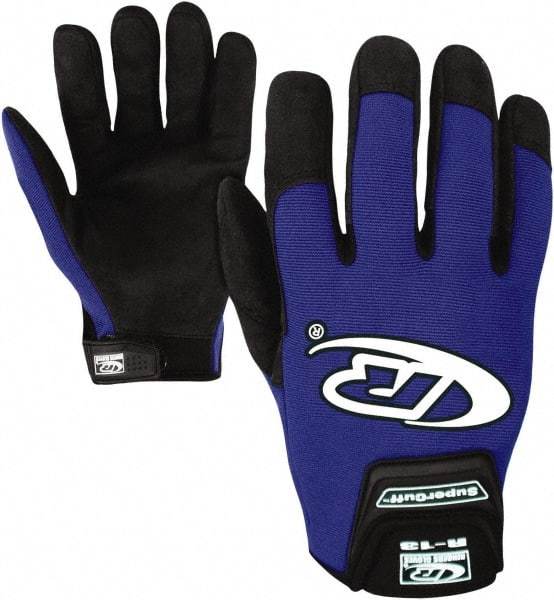 Ringers Gloves - Size S (8) Synthetic Leather General Protection Work Gloves - For Mechanic's & Lifting, Uncoated, Hook & Loop Cuff, Full Fingered, Blue, Paired - Benchmark Tooling