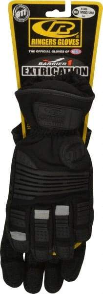 Ringers Gloves - Size M (9), Kevlar/Thermal Plastic Rubber Cut Resistant Gloves - Elastic Cuff, Black w/ Reflective Panels, Paired - Benchmark Tooling