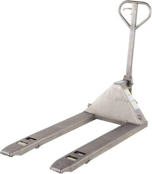 Vestil - 5,500 Lb Capacity, 7-3/4" Lift Stainless Steel Pallet Truck - 2-7/8" Min Lift Height, 48" Fork Length x 27" Fork Width, 27" Overall Width - Benchmark Tooling