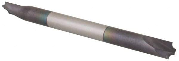 Value Collection - 0.03" Radius, 2 Flute, Solid Carbide, Double End, Corner Rounding End Mill - AlTiN Coating, 0.046" Tip Diam, 1-1/2" Overall Length, 1/8" Shank Diam - Benchmark Tooling