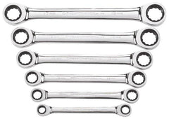 GearWrench - 6 Piece, 8mm x 9mm to 17mm x 19mm, Ratchet Set - Metric Measurement Standard, Chrome Finish, Comes in Display Card - Benchmark Tooling