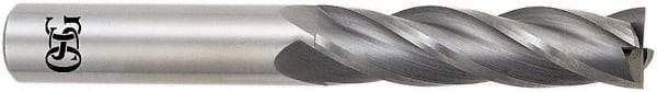 OSG - 25mm, 57mm LOC, 25mm Shank Diam, 127mm OAL, 4 Flute, Solid Carbide Square End Mill - Single End, Uncoated, Spiral Flute, 30° Helix, Centercutting, Right Hand Cut, Right Hand Flute, Series 464 - Benchmark Tooling