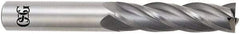 OSG - 25mm, 57mm LOC, 25mm Shank Diam, 127mm OAL, 4 Flute, Solid Carbide Square End Mill - Single End, Uncoated, Spiral Flute, 30° Helix, Centercutting, Right Hand Cut, Right Hand Flute, Series 464 - Benchmark Tooling