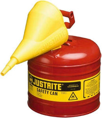 Justrite - 2 Gal Brass Type I Safety Can - 9-1/2" High, Red - Benchmark Tooling