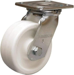 Hamilton - 5" Diam x 2" Wide x 6-1/2" OAH Top Plate Mount Swivel Caster - Polyolefin, 650 Lb Capacity, Delrin Bearing, 4 x 4-1/2" Plate - Benchmark Tooling