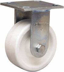 Hamilton - 5" Diam x 2" Wide x 6-1/2" OAH Top Plate Mount Rigid Caster - Polyolefin, 650 Lb Capacity, Delrin Bearing, 4 x 4-1/2" Plate - Benchmark Tooling