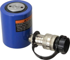 Value Collection - 10 Ton, 1.5" Stroke, 3.53 Cu In Oil Capacity, Portable Hydraulic Low Profile Cylinder - 2.35 Sq In Effective Area, 3.48" Lowered Ht., 4.98" Max Ht., 1.73" Cyl Bore Diam, 1.5" Plunger Rod Diam, 10,000 Max psi - Benchmark Tooling