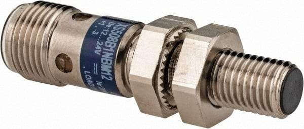 Telemecanique Sensors - NPN, NC, 1.5mm Detection, Cylinder Shielded, Inductive Proximity Sensor - 3 Wires, IP67, 12 to 24 VDC, M12x1 Thread, 45mm Long x 0.39 Inch Wide - Benchmark Tooling