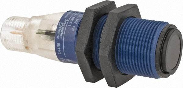 Telemecanique Sensors - 4 Pin M12 Connector, 15m Nominal Distance, Shock and Vibration Resistant, Through Beam Photoelectric Sensor - 12 to 24 VDC, 500 Hz, PBT, 60mm Long x 18mm Wide - Benchmark Tooling