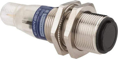 Telemecanique Sensors - 4 Pin M12 Connector, 15m Nominal Distance, Shock and Vibration Resistant, Through Beam Photoelectric Sensor - 12 to 24 VDC, 500 Hz, Nickel Plated Brass, 2.36 Inch Long x 0.71 Inch Wide - Benchmark Tooling