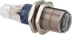 Telemecanique Sensors - 4 Pin M12 Connector, 0.1m Nominal Distance, Shock and Vibration Resistant, Diffused Photoelectric Sensor - 12 to 24 VDC, 500 Hz, Nickel Plated Brass, 2.36 Inch Long x 0.71 Inch Wide - Benchmark Tooling