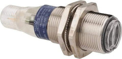 Telemecanique Sensors - 4 Pin M12 Connector, 0.1m Nominal Distance, Shock and Vibration Resistant, Diffused Photoelectric Sensor - 12 to 24 VDC, 500 Hz, Nickel Plated Brass, 2.36 Inch Long x 0.71 Inch Wide - Benchmark Tooling