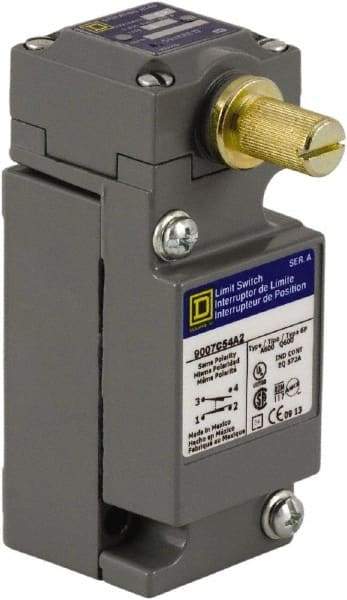 Square D - SPDT, NC/NO, 250 VDC at 0.11 Amp, 600 VAC at 1.20 Amp, Screw Terminal, Rotary Head Actuator, General Purpose Limit Switch - 1, 2, 4, 6, 12, 13, 6P NEMA Rating, IP66 IPR Rating - Benchmark Tooling