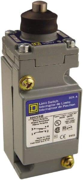 Square D - SPDT, NC/NO, 600 Volt Screw Terminal, Plunger Actuator, General Purpose Limit Switch - 1, 2, 4, 6, 12, 13, 6P NEMA Rating, IP67 IPR Rating - Benchmark Tooling