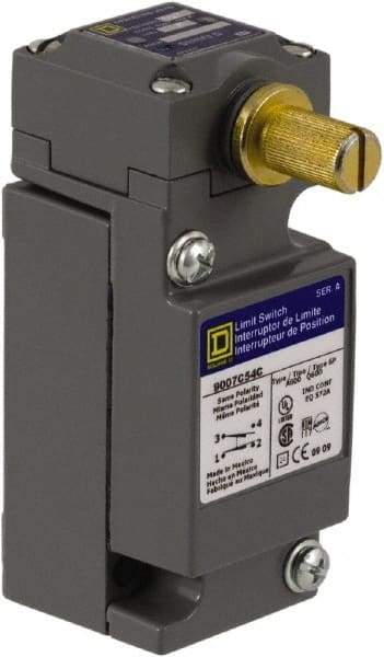 Square D - SPDT, NC/NO, 600 VAC at 1.20 Amp, 600 VDC at 0.10 Amp, Screw Terminal, Rotary Head Actuator, General Purpose Limit Switch - 1, 2, 4, 6, 12, 13, 6P NEMA Rating, IP66 IPR Rating - Benchmark Tooling