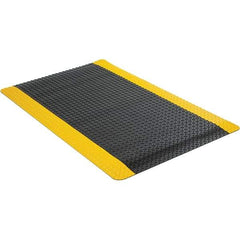 Wearwell - 5' Long x 3' Wide, Dry Environment, Anti-Fatigue Matting - Black with Yellow Borders, Vinyl with Urethane Sponge Base, Beveled on 4 Sides - Benchmark Tooling