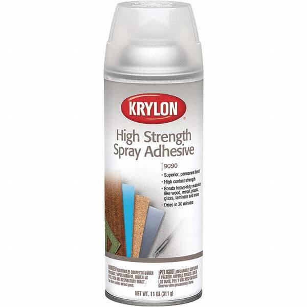 Krylon - 11 oz Aerosol Clear Spray Adhesive - High Tack, 120°F Heat Resistance, 15 Sq Ft Coverage, High Strength Bond, 120 min Max Bonding Time, Flammable - Benchmark Tooling