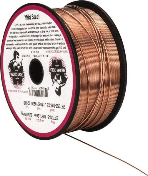 Welding Material - ER70S-6, 0.035 Inch Diameter, Carbon Steel MIG Welding Wire - 2 Lb. Roll - Exact Industrial Supply