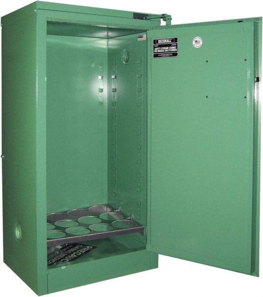 Securall Cabinets - 1 Door, Green Steel Standard Safety Cabinet for Flammable and Combustible Liquids - 46" High x 23" Wide x 18" Deep, Self Closing Door, 3 Point Key Lock, D, E Cylinder Capacity - Benchmark Tooling