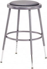 NPS - 18 Inch High, Stationary Adjustable Height Stool - 16 Inch Deep x 16 Inch Wide, Vinyl Seat, Grey - Benchmark Tooling