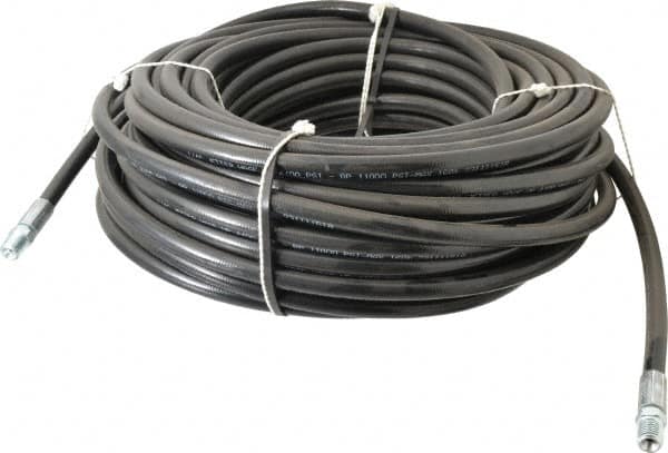 Value Collection - 1/4" ID x 1/2" OD, 4,400 Working psi, Black Thermoplastic Polyurethane Sewer Hose - 100' Long, -40 to 160°F - Benchmark Tooling