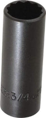 Proto - 3/4", 3/8" Drive, Deep Hand Socket - 12 Points, 2-3/4" OAL, Alloy Steel, Black Finish - Benchmark Tooling