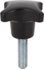 Morton Machine Works - 63mm Head Diam, 4 Point 4 Prong Knob - M12 Stem, Glass Fiber Reinforced Plastic, Black - Benchmark Tooling