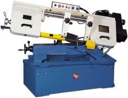 Rong Fu - 10 x 17" Max Capacity, Manual Variable Speed Pulley Horizontal Bandsaw - 30 to 110 & 98 to 360 SFPM Blade Speed, 220 Volts, 45°, 2 hp, 3 Phase - Benchmark Tooling