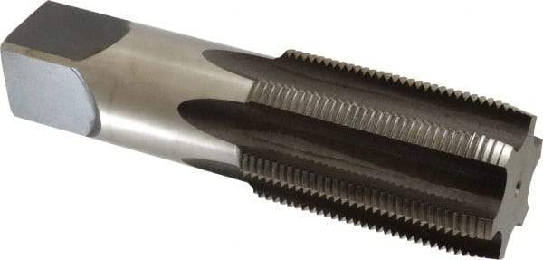 Hertel - 2-3/8 - 8 UNS 6 Flute Bright Finish High Speed Steel Straight Flute Standard Hand Tap - Plug, Right Hand Thread, 8-1/2" OAL, 4" Thread Length, H6 Limit - Exact Industrial Supply