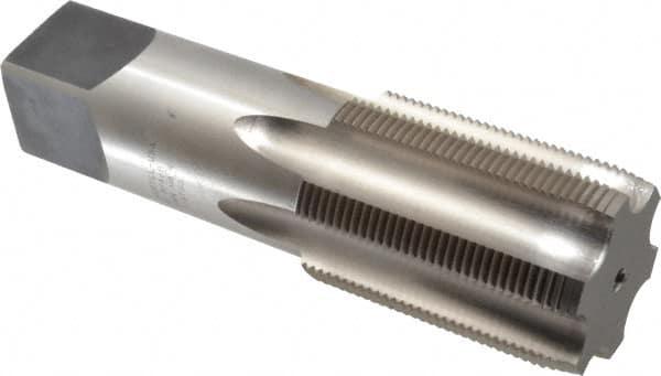 Hertel - 2-3/4 - 8 UNS 6 Flute Bright Finish High Speed Steel Straight Flute Standard Hand Tap - Plug, Right Hand Thread, 9-1/4" OAL, 4" Thread Length, H8 Limit, Through Coolant - Exact Industrial Supply
