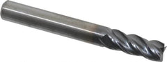 Kennametal - 5/16", 3/4" LOC, 5/16" Shank Diam, 2-1/2" OAL, 4 Flute, Solid Carbide Square End Mill - Single End, AlTiN Finish, Spiral Flute, 38° Helix, Centercutting, Right Hand Cut, Right Hand Flute, Series HPHV - Benchmark Tooling