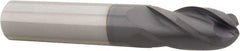 Hertel - 1/2" Diam, 1" LOC, 4 Flute Solid Carbide Ball End Mill - AlTiN Finish, Single End, 3" OAL, 1/2" Shank Diam - Benchmark Tooling