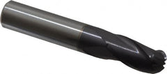 Hertel - 1/2" Diam, 1" LOC, 3 Flute Solid Carbide Ball End Mill - AlTiN Finish, Single End, 3" OAL, 1/2" Shank Diam - Benchmark Tooling