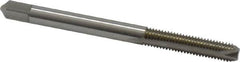 Hertel - #10-32 UNF, 2 Flute, Bright Finish, High Speed Steel Spiral Point Tap - Bottoming Chamfer, Right Hand Thread, 2-3/8" OAL, 7/8" Thread Length - Exact Industrial Supply