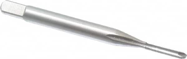 Hertel - #0-80 UNF, 2 Flute, Bright Finish, High Speed Steel Spiral Point Tap - Bottoming Chamfer, Right Hand Thread, 1-5/8" OAL, 5/16" Thread Length, 3B Class of Fit - Exact Industrial Supply
