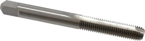 Hertel - 1/4-28 UNF, 2 Flute, Bright Finish, High Speed Steel Spiral Point Tap - Bottoming Chamfer, Right Hand Thread, 2-1/2" OAL, 1" Thread Length, 3B Class of Fit - Exact Industrial Supply
