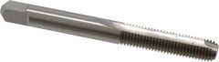 Hertel - 1/4-28 UNF, 2 Flute, Bright Finish, High Speed Steel Spiral Point Tap - Bottoming Chamfer, Right Hand Thread, 2-1/2" OAL, 1" Thread Length, 3B Class of Fit - Exact Industrial Supply