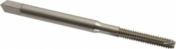 Hertel - #4-40 UNC, 2 Flute, Bright Finish, High Speed Steel Spiral Point Tap - Bottoming Chamfer, Right Hand Thread, 1-7/8" OAL, 9/16" Thread Length, 2B/3B Class of Fit - Exact Industrial Supply