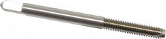 Hertel - #8-32 UNC, 2 Flute, Bright Finish, High Speed Steel Spiral Point Tap - Bottoming Chamfer, Right Hand Thread, 2-1/8" OAL, 3/4" Thread Length, 2B Class of Fit - Exact Industrial Supply