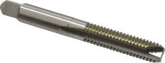 Hertel - 5/16-18 UNC, 2 Flute, Bright Finish, High Speed Steel Spiral Point Tap - Bottoming Chamfer, Right Hand Thread, 2-23/32" OAL, 1-1/8" Thread Length, 3B Class of Fit - Exact Industrial Supply